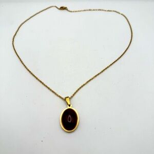 Swatch Gold Tone Red Stone Pendant Necklace 18”